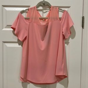 Jones, New York, medium coral open shoulder, short sleeve shirt